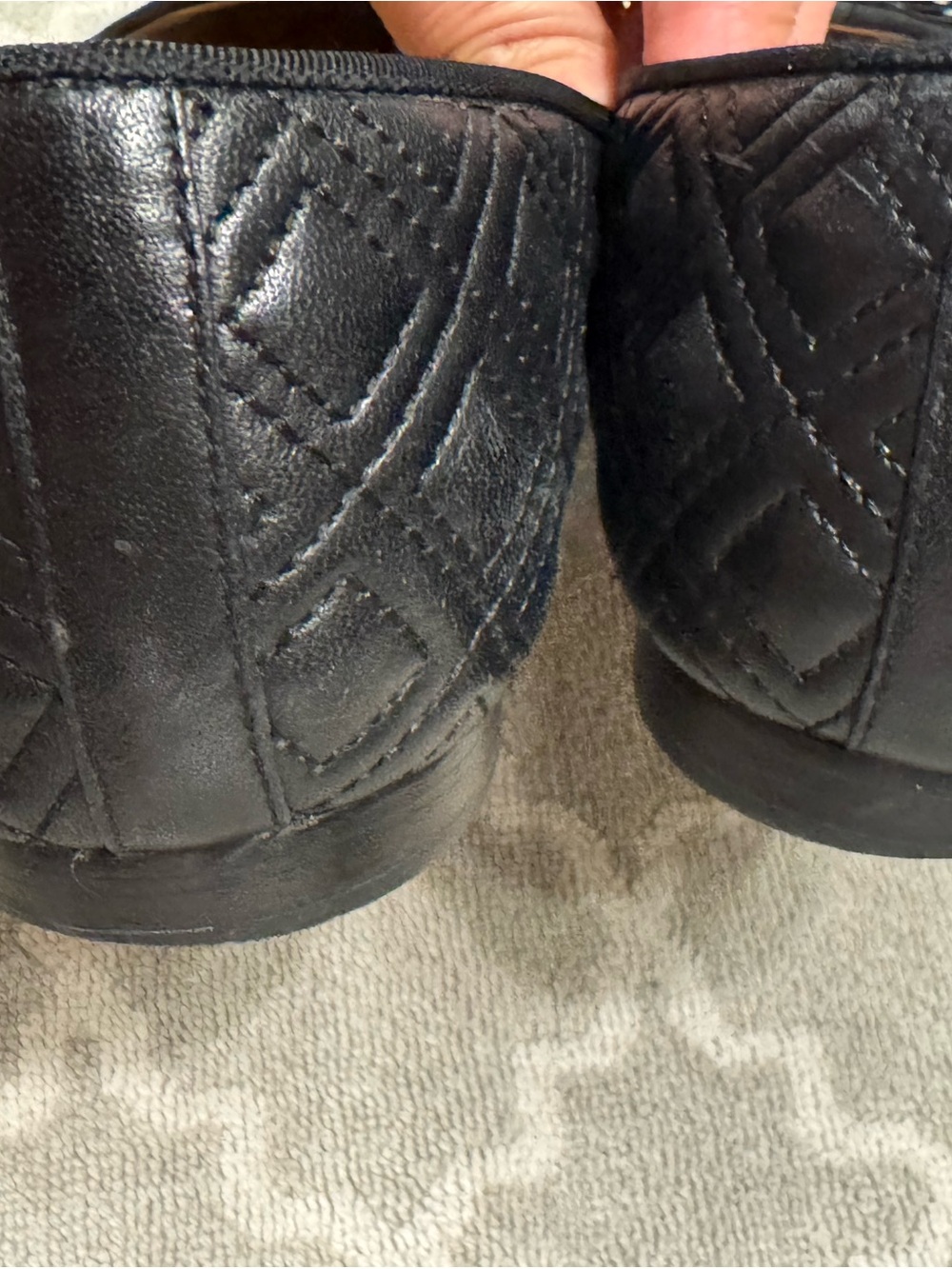Tory Burch Black Quilted Leather Ballet Flat with Logo Bow - Picture 7 of 7